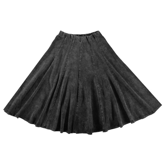 KIKI RIKI Maxi Panel Skirt with Elastic Waist for Womens/Teens 36 Inch Length Black Small