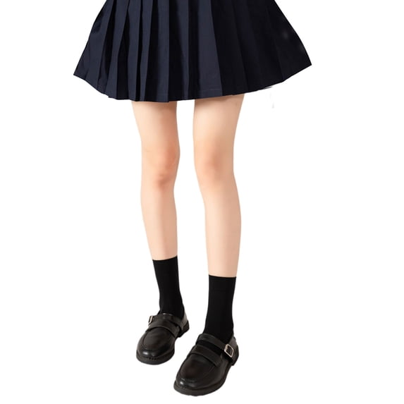Women Teen Girls Solid Color Thigh High Stockings Simple Plain Classic Velvet Thin Lolita School Student Short Tube Calf Ankle Socks Hosiery