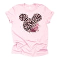 thumbnail image 1 of Women Teen Leopard Print Mickey Ears with Flowers Shirt Floral Adult Women Ladies Boho Character Tshirt (XX Large, Light Pink), 1 of 7