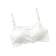 Women Teen Sports Bras Comfort Adjustable Strap Workout Padded Bralette Running Quick Dry Big Girl Wireless Bra, White, Free Size