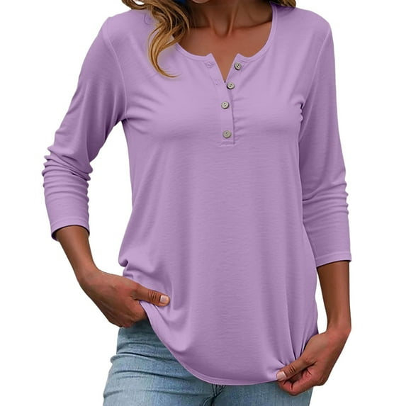 Women Tees Shirts Tops Button Down Short Sleeve Round Neck Solid Color Soft Basic Slim Undershirts