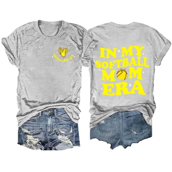 Women Tees Shirts Tops Printed Round Neck Solid Color Short Sleeved Fall Fashion Y2K Clothes 2025