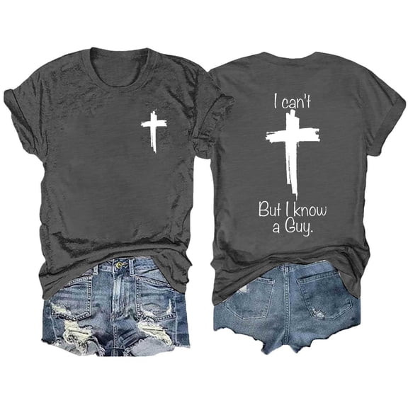 Women Tees Shirts Tops Printed Round Neck Solid Color Short Sleeved Gift Clothes