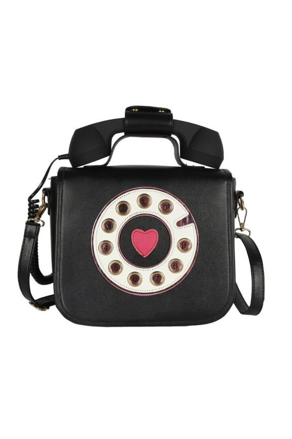 Women Teleph Shaped Cross Body Bag Girls Purse Daily Totes Handbag Black