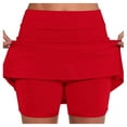 thumbnail image 1 of Women Tennis Skirt Golf Skorts Solid Color High Waisted Tennis Dress with Shorts Fashion Slim Fit Women's Yoga Shorts,Red,L, 1 of 6