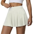 thumbnail image 1 of Women Tennis Skirts Athletic High Waisted Golf Skorts with Inner Shorts (Beige XL), 1 of 8