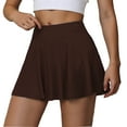 thumbnail image 1 of Women Tennis Skirts Athletic High Waisted Golf Skorts with Inner Shorts (Coffee M), 1 of 4