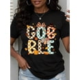 thumbnail image 1 of Women Thanksgiving Gobble Graphic Tee Fall Plaid Turkey Pumpkin Print Short Sleeve Casual Holiday T Shirt, 1 of 7