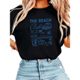 thumbnail image 1 of Women The Beach Club Retro Coastal Graphic Tees T Shirt Tops Round Neck Cotton T Shirt Black S-5XL, 1 of 5