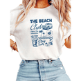 thumbnail image 1 of Women The Beach Club Retro Coastal Graphic Tees T Shirt Tops Round Neck Cotton T Shirt White S-5XL, 1 of 5