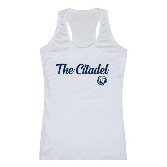 Women The Citadel Script Tank T-Shirt, White 2 - Large
