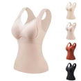 thumbnail image 1 of Women Thermal Sleeveless Camisole Built-in Bra Fleece Lined Warm V Neck Tank Top Solid Color Stretchy Slim Fit Winter Layering Underwear Vest, 1 of 5