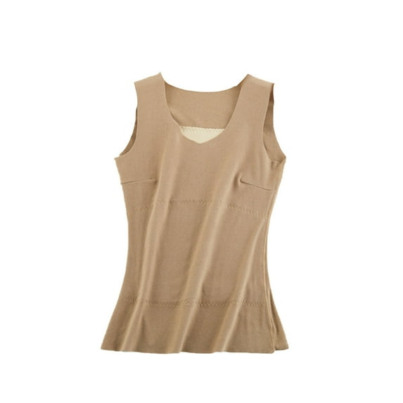 Women Thermal Tank Tops, Scoop Neck Fleece Camisole Sleeveless Underwear Warm Base Layer