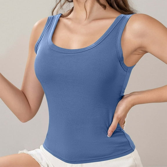 Women Thermal Tank Tops Thermal Fleece Lined Underwear Tops Warm Thermal Shirts Thermal Vest Sleeveless Camis Blue XL