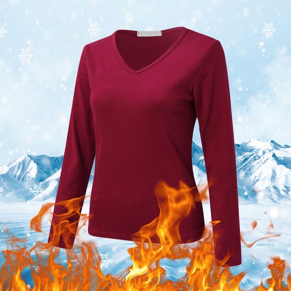 Women Thermal Top Long Sleeve V Neck Undershirts Womens Fitted Tops Fall Tops Tops for Women