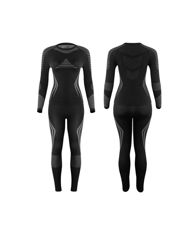 Women Thermal Underwear Set Ski Base Layers Women, Ladies Thermal Clothing & Leggings Quick Dry Thermal Underlayer Women Ladies Thermal Underwear Set Gray XXL