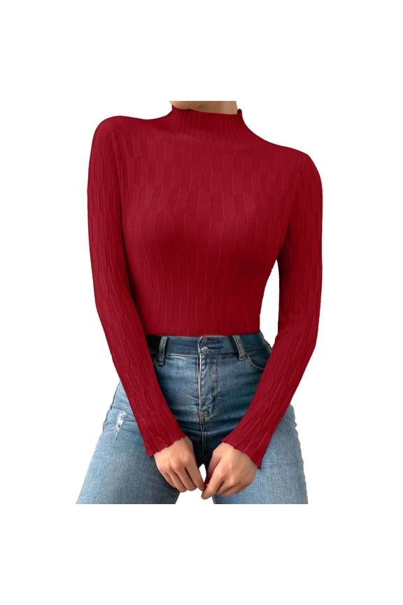 Women Thermal Underwear Top Warm Long Sleeve Knitted Shirt Casual Autumn Winter Mid Neck Base Layer Comfortable Soft