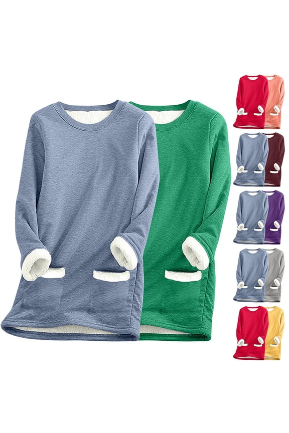 Women Thick Fleece Velvet Sweatshirt Hoodie Pullover Long Sleeve Round Neck Thermal Warm Loose Fit Casual Winter Fashion Gift | CSEONE,Yellow XL