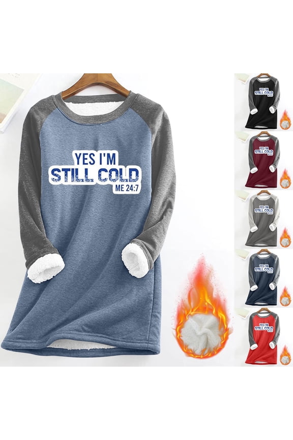 Women Thick Fleece Warm Sweatshirt Pullover Hoodie Long Sleeve Round Neck Loose Fit Leopard Patchwork Thermal Casual Winter Tops | CSEONE,Blue L