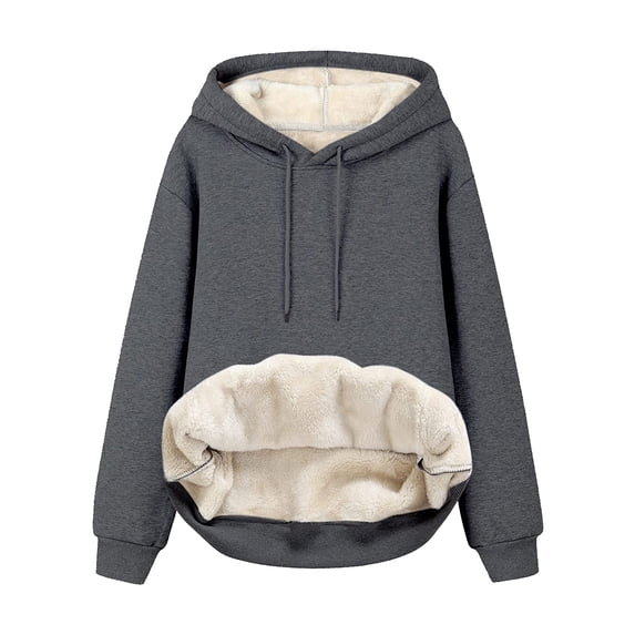 Women Thick Hoodie Sweatshirt Lined Winter Velvet Warm O-neck Long Sleeve Underwear Tops Blouse Skying Jacket Women Women Jacket Full Zip Hood Casual Women Jacket Women's Fall Jacket Womens Half Zip