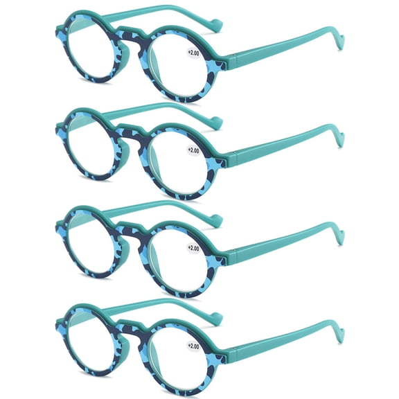 Women Thick Retro Small Round Blue Reading Glasses Fashion Trendy Personalized Presbyopic Glasses Plastic Readers +2.00