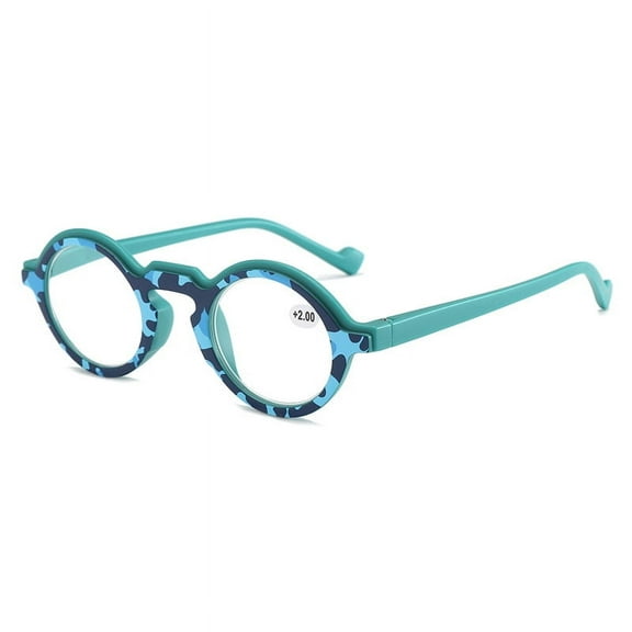 Women Thick Retro Small Round Blue Reading Glasses Fashion Trendy Personalized Presbyopic Glasses Plastic Readers +2.00