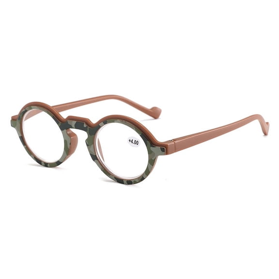 Women Thick Retro Small Round Coffee Reading Glasses Fashion Trendy Personalized Presbyopic Glasses Plastic Readers +3.50