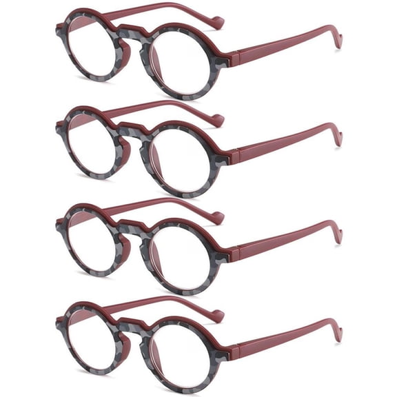 Women Thick Retro Small Round Wine Red Reading Glasses Fashion Trendy Personalized Presbyopic Glasses Plastic Readers +3.50