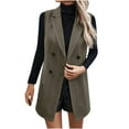 thumbnail image 1 of Women Thick Suit Vests Wool Fleece Wool Fleece Mid Length Sleeveless Lapel Outfits Button Outwear Tunic Elegant Tops Classic-Fit Suits Outwear Open Front Vest Dressy Blouses Clothing, 1 of 9