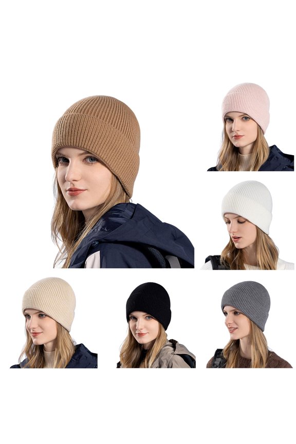 Women Thick Winter Hats Warm Sock Hats Knitted Hats Big Head Scarf Set Women