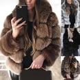 thumbnail image 1 of Women Thicken Warm Fluffy Hooded Coat Long Sleeve Faux Fur Jacket Outerwear, 1 of 8