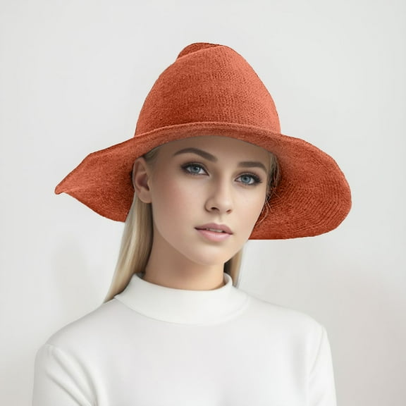 Women Thickening Type Daily and Festival Witch Collapsible Hat Knitted Steepletop Hat Cowboy Hat Brush Western Cowboy Hat Men Birthday Cowboy Hat Fedoras Vintage 7 1/4 Apparel Hat Women Boot