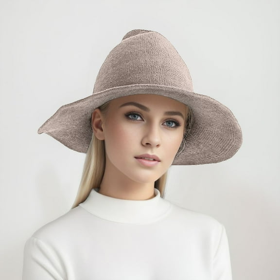 Women Thickening Type Daily and Festival Witch Collapsible Hat Knitted Steepletop Hat Cowboy Hat Brush Western Cowboy Hat Men Birthday Cowboy Hat Fedoras Vintage 7 1/4 Apparel Hat Women Boot