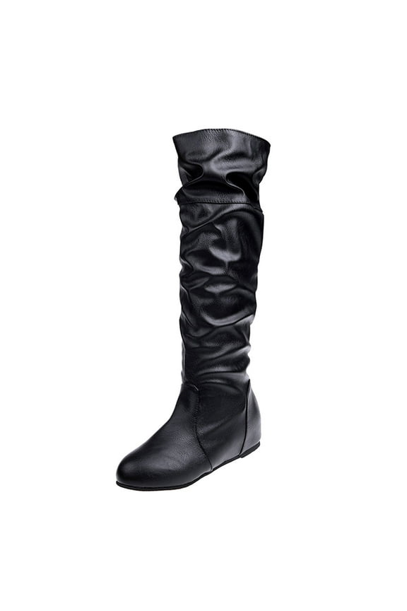 Women High Boots Black Pu Rubber 1 Pair Size 40