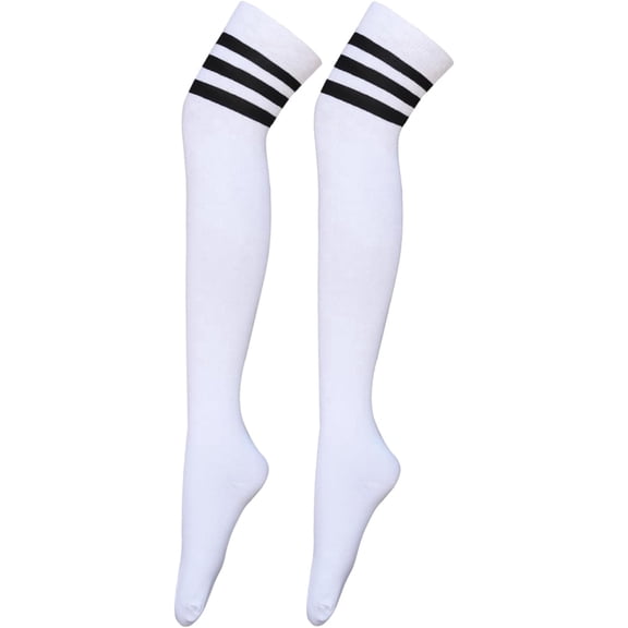 Women Thigh High Socks Cotton Warm Over the Knee High Leg Warmers Long Boot Socks with Stripes