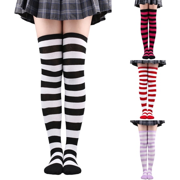 Women Thigh High Socks JIANLAI Over Knee High Striped Socks Cotton Leg Warmers for Halloween Cosplay Daily Wear