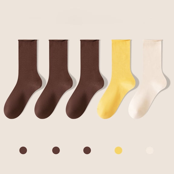 Women Thigh High Socks, Women's Mid-Calf Solid Color Socks Comfortable Warm Breathable Multicolor Socks New Women's Athletic Socks Low Cut Style B-128 Yellow One Size