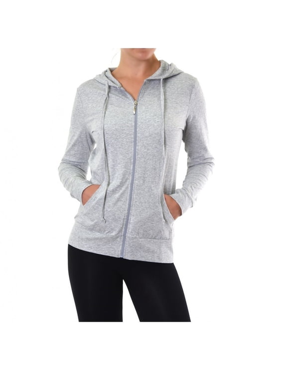 Women Thin Cotton Full Zip Up Hoodie Jacket
