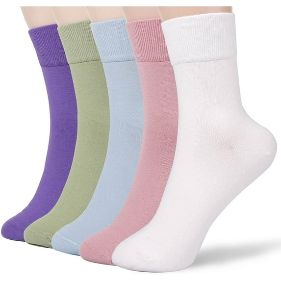 Women Thin Cotton Socks, Soft Cotton Bootie Socks Women Above Ankle Crew Socks 5-10 Pairs