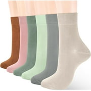 TBKOMH Women Thin Cotton Socks, Soft Cotton Bootie Socks Women Above Ankle Crew Socks (6-Pairs With gift box)
