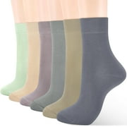 TBKOMH Women Thin Cotton Socks, Soft Cotton Bootie Socks Women Above Ankle Crew Socks (6-Pairs With gift box)