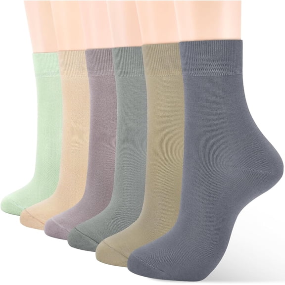 Women Thin Cotton Socks, Soft Cotton Bootie Socks Women Above Ankle Crew Socks (6-Pairs With gift box)