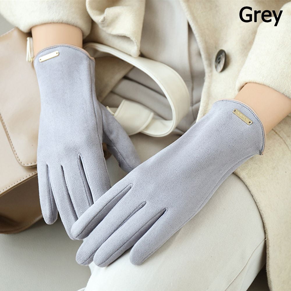 Womens grey on sale suede gloves