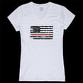 thumbnail image 1 of Women Thin Red Line Graphic Short Sleeve V-Neck T-Shirt, White - Small, 1 of 1