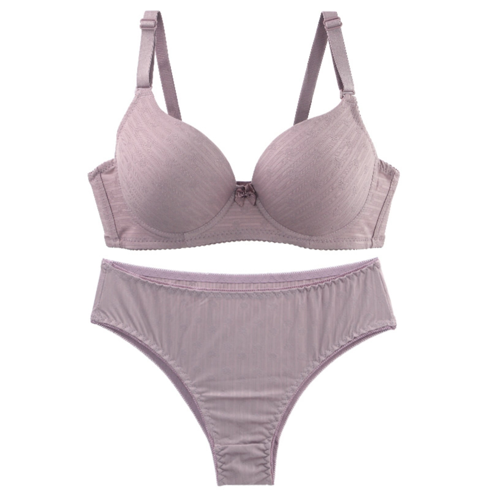 Women Thin Smooth Cup Underwire Bra and Brief Set Lift Anti Sag ...
