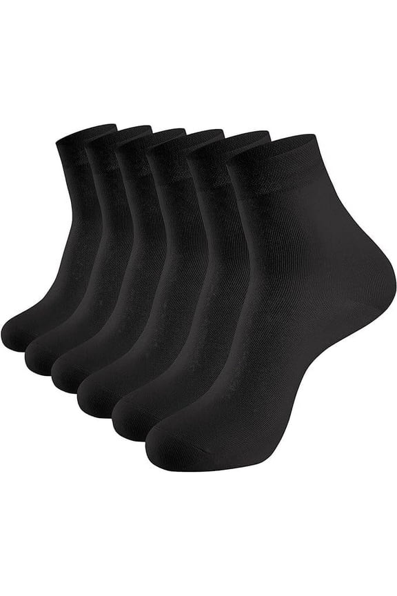 Women Thin Socks Bamboo Ankle Silky Quarter Anti Odor Casual Summer Socks 6 Pairs (Black, US Size 8-11)