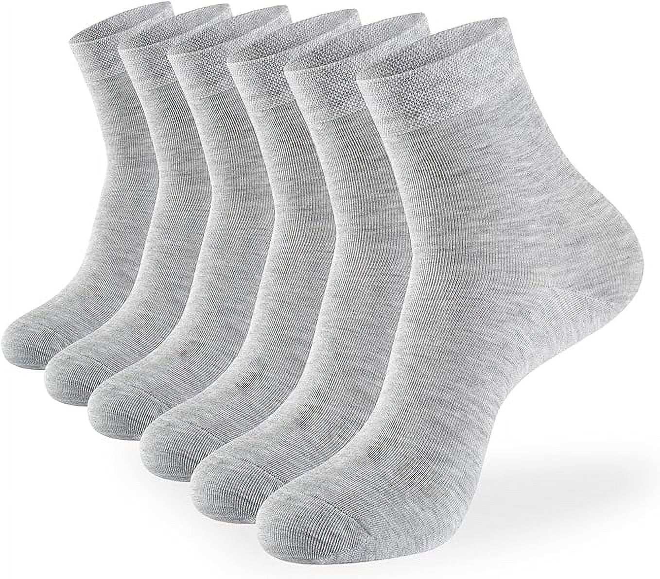 Women Thin Socks Bamboo Ankle Silky Quarter Anti Odor Casual Summer Socks 6 Pairs (Gray, US Size 8-11)