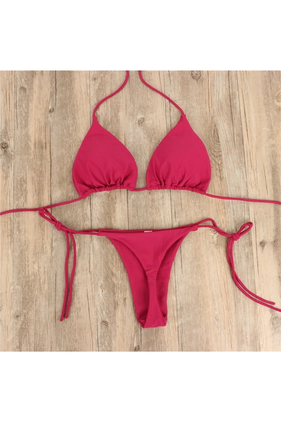 Women Thong Bikini Set Side Tie Swimsuit Bandage Style Brazilian Swimwear