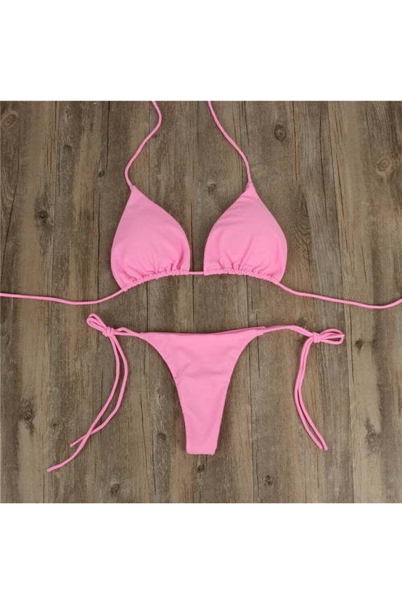 Women Thong Bikini Set Side Tie Swimsuit Bandage Style Brazilian Swimwear
