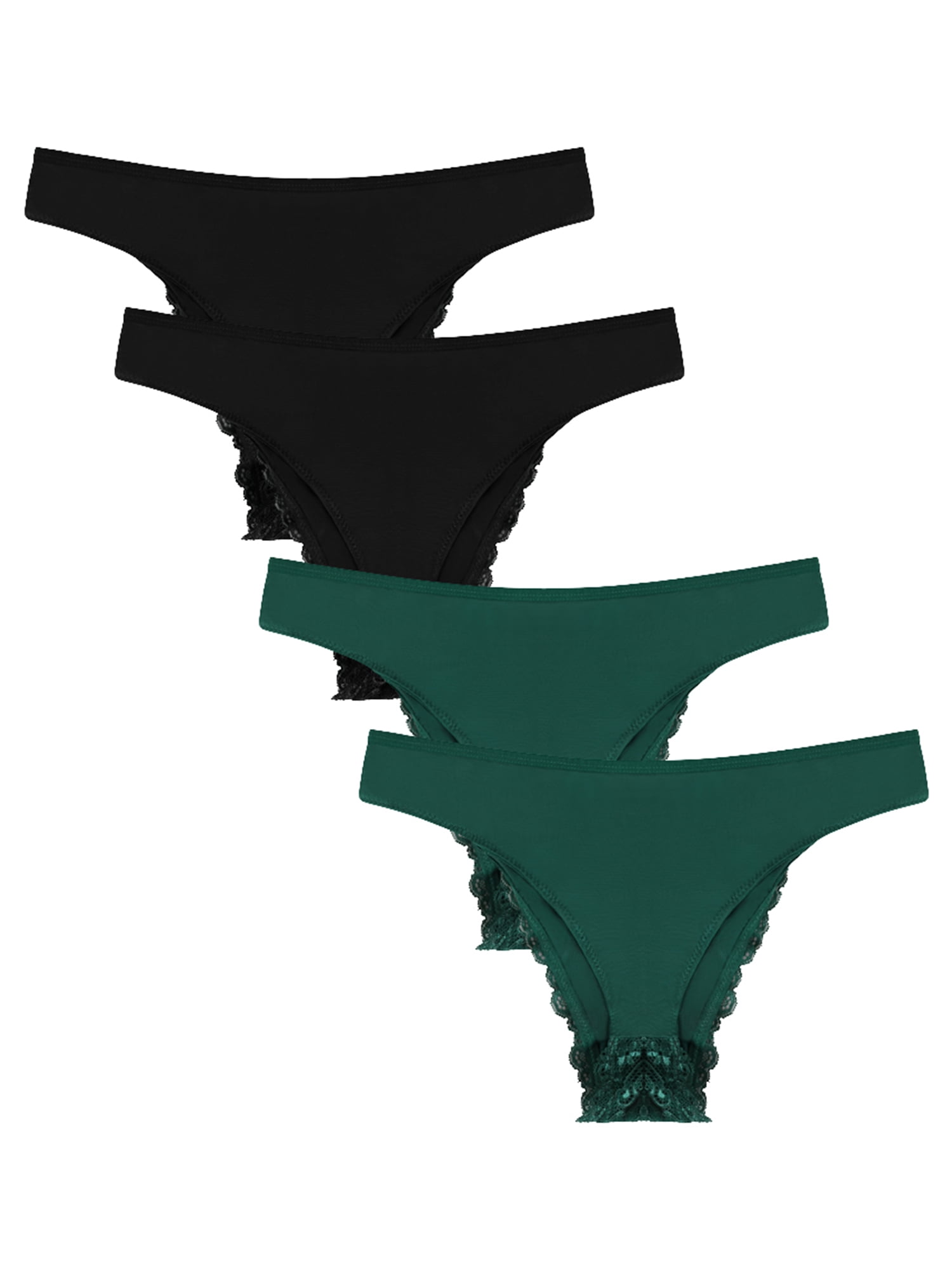 Women Thongs Underwear Retro Lace GString Bikini Panties Pack of 4